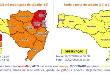 Defesa Civil alerta para chuva intensa e temporais em Timbó, neste fim de semana